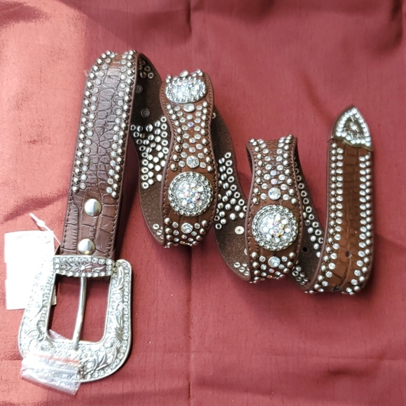 Boot Barn  Genuine Leather Rhinestones Belt - Picture 6 of 9